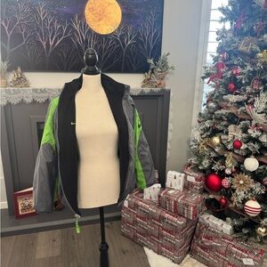 Nike Gray & Neon Green Fleece-Lined Hooded Jacket Youth size 14/16